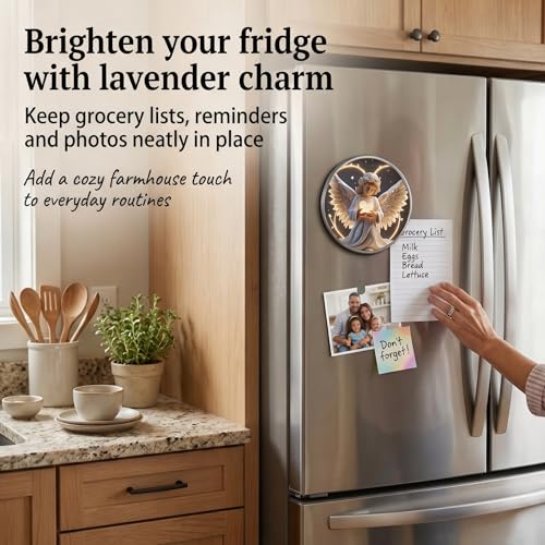 2D Flat Guardian Angel Fridge Magnet, Religious Heart Angel Refrigerator Magnet, Spiritual Decorative Magnet for Fridge Whiteboard Locker