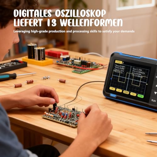 DSO152 Digital Mini Oscilloscope, Digital Oscilloscope 200 KHz with Sampling Rate 2.5 MS/s, 2.8 Inch TFT, Trigger Mode Auto/Nomal/Single for Beginners, DIY, Home Use