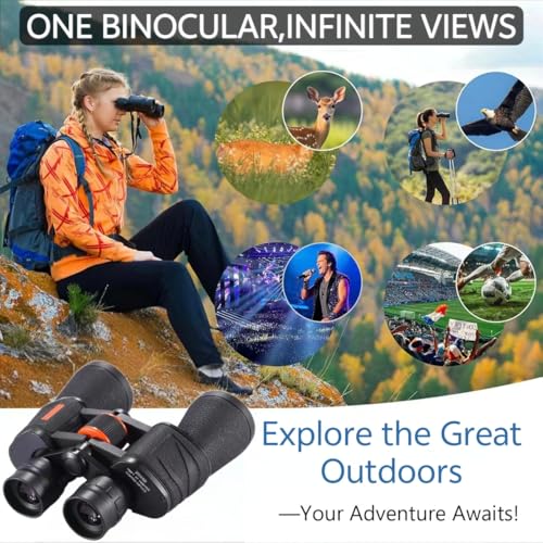 Binoculars 20x50 High Power Binoculars for Adults Night Vision Waterproof and Fog-Proof Includes Multiple Giveaways Suitable for Smartphones Suitable for Birdwatching Stargazing Travelling