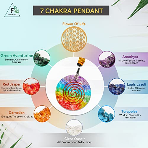 FASHIONZAADI 7 Chakra Crystal Tree Life Feng Shui Tree Sister's Birthday Office Gift Energy Crystals Spiritual Gifts 7 Chakra Tree & Round Pendant