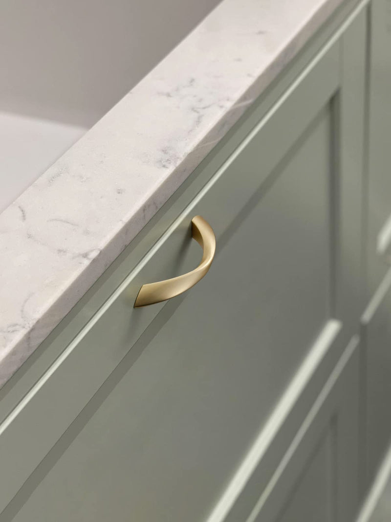 Brushed Gold Cabinet Pulls 3 Inch Arch Twisted Brass Handles Drawer Kitchen Cupboard Bathroom Dresser Cabinet Hardware Zinc Alloy 5 Pack Brushed Gold 3 Inch Hole Centers