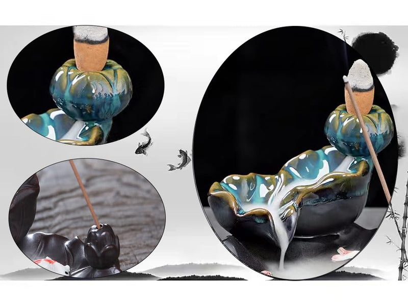 Dreamgirnh Chakras Backflow Incense Burner, Crystal Tree Incense Waterfall Fountain, Cone Incense Holde, Living Room Shelf Aesthetic Decor 7 Chakras