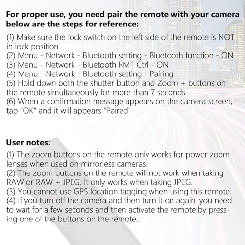 AODELAN Camera Remote Control Remote Shutter Commander for Sony ZV-E10,FX3 Black Remote for Sony