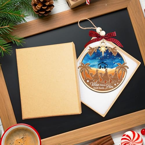 HEXMOZ Nativity Scene Ornaments - Catholic Religious Gifts for Women, Men Nativity 2