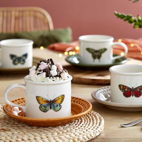 Portmeirion Botanic Garden Harmony Breakfast Cup and Saucer Moss Green, Ceramic Amber