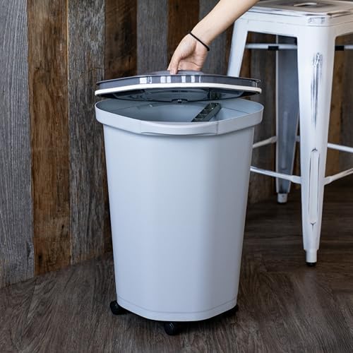 IRIS USA Dog Food Storage Container, Up to 25 lbs, Gray/Dark Gray