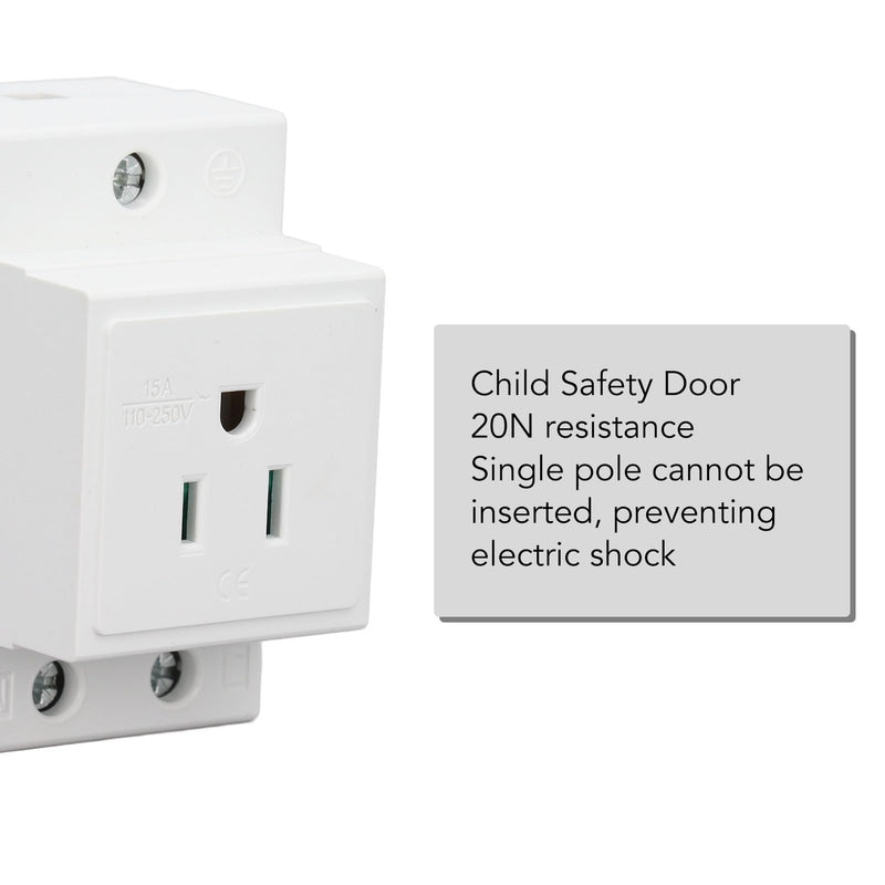 [Australia - AusPower] - Ejoyous Din Rail Outlet, DIN Rail Socket Built in Protective Con tact Earthing Con tact Outlet for Distribution Panel (US AC110‑250V 15A) US AC110‑250V 15A 