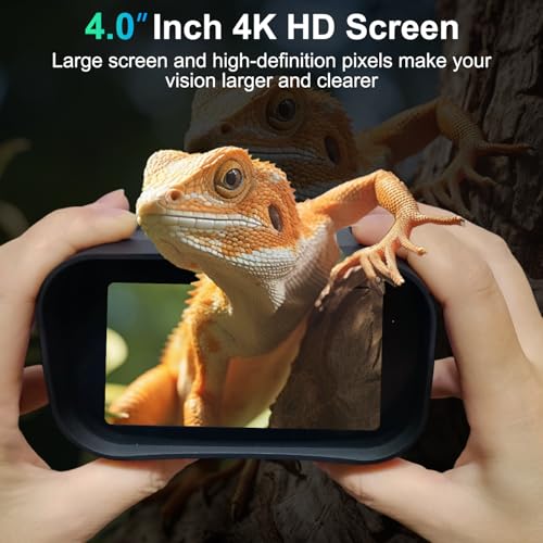 Night Vision Goggles, 4K Night Vision Binoculars for Adults with 8000mAh Rechargeable Battery, 4.0 HD Screen, 5X Digital Zoom, 7 Levels IR, 64GB Card,1968FT Range for Hunting & Camping