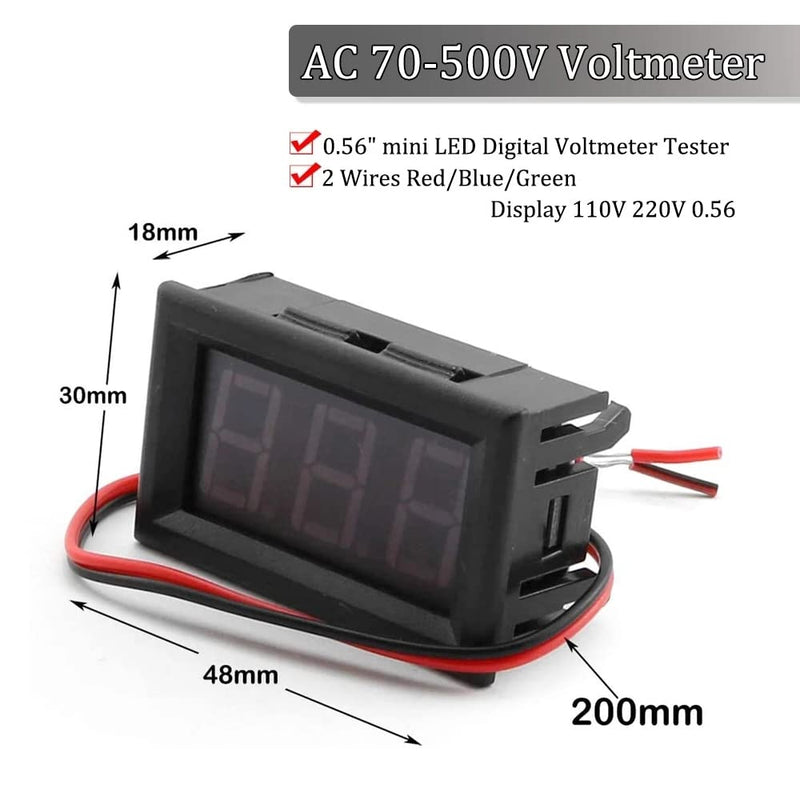 [Australia - AusPower] - YSY 1Pcs AC 70V-500V Mini Digital Voltmeter 2-Wire Blue LED Display Panel Voltage Test Meter (Blue, AC 70-500V) 