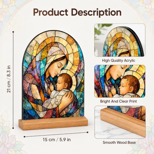 Colourful Virgin Mary and Baby Jesus Acrylic Plaque Desktop Ornaments