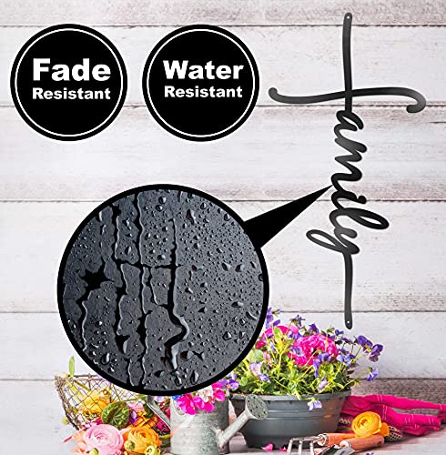 ViveGate Family Sign Metal Cross Wall Decor, 17.5"X9" Black Home Word Family Calladagh Cross Bibical Wall Hanging Decoration 18"L x 9"W