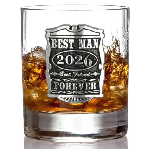 English Pewter Company 11oz Best Man Tumbler Old Fashioned Whisky Rocks Glass Personalised With Your Year – Perfect Wedding Party Gifts For Your Groomsmen – Gift Box [WD002]