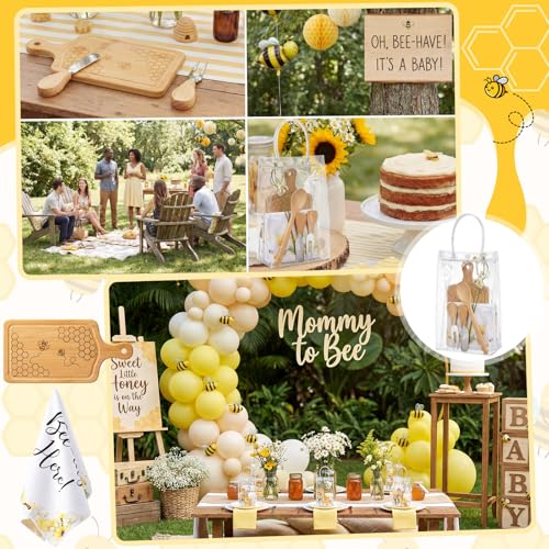Nuenen baby shower game prizes bee mini charcuterie cheese server set, rectangle-shaped cheese boards with bee design for party use