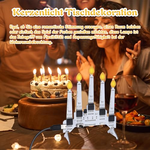 Christmas Soldering Kit, 5 LED Candles with Remote Control, 10 Light Modes & Brightness Adjustment, DIY Electronics Kit for Adults - Desk Decoration, Party Light, Electronics Learning Project