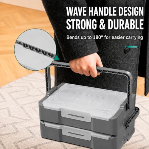Mowhut hardware organizer box 2-pack, stackable screw storage cases for tools and small parts
