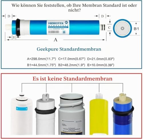 Geekpure Universal Compatible 100 GPD Reverse Osmosis RO Membrane Replacement NSF Certified | Replacement cartridge for RO water filter, 11.75" x 1.75"