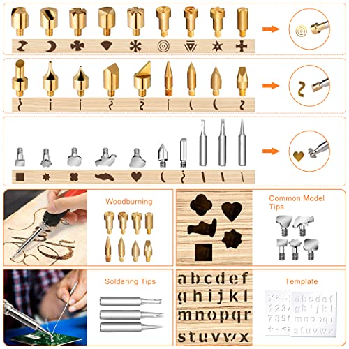 Pyrography Soldering Iron Set, Pyrography Piston Set, Temperature Adjustable 220~480 °C for Wood, Leather, Burning Iron, DIY Art Gift Set, Color Pencils, Leather Engraving Welding, Sculpture (Orange) CS52500