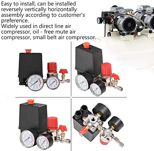 Small Plastic Air Compressor Pressure Switch, Lightweight Valve Regulator With Gauge, Replacement For Clarke Bandit 6L Oilless, 2Pcs