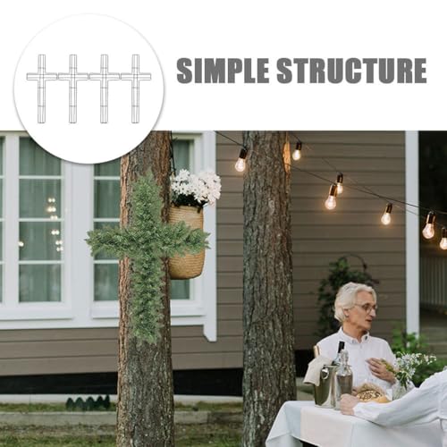 Ciieeo 4pcs Cross Metal Wreath Frame Wire Easter Cross Wreath Floral Form Religious Church Themed Frame for Wedding DIY Craft Black
