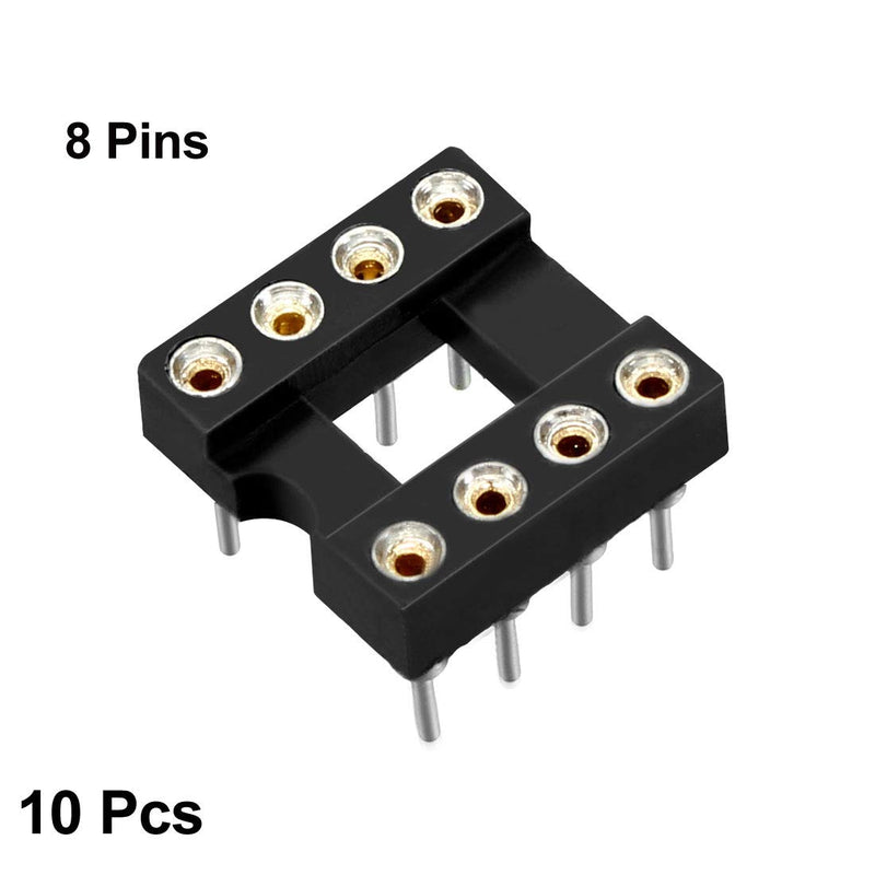[Australia - AusPower] - uxcell 10pcs DIP IC Chip Socket Adaptor 2.54mm Pitch 7.6 Row Pitch 2 Row 8 Round Pins Soldering 