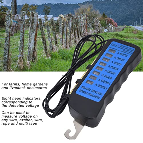 [Australia - AusPower] - 12KV Electric Fence Voltage Tester,2000 to 12000V 8 Neon Indicator Lights Electrical Fence Fault Finder Locator Checker Fence Voltmeter Troubleshooter 