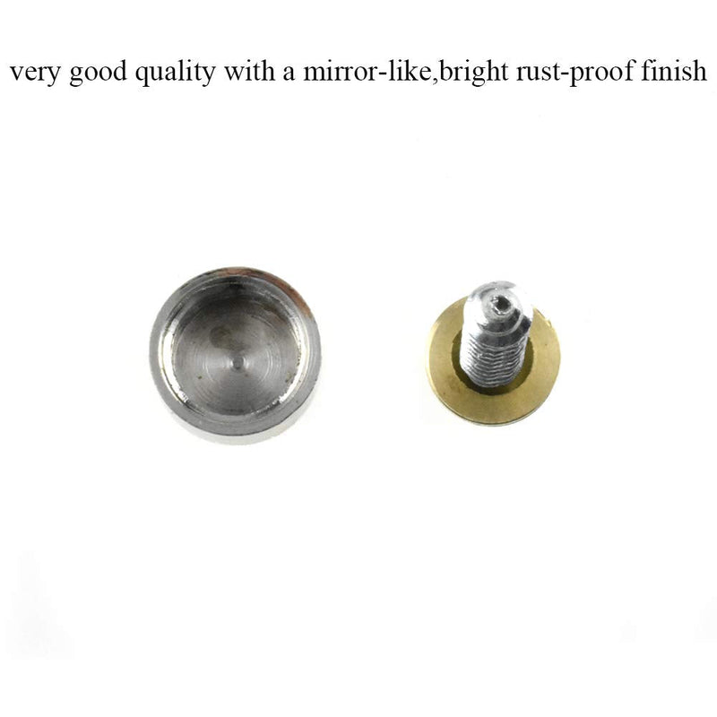 [Australia - AusPower] - Hahiyo 12mm Diameter Mirror Screws Brushed Stainless Steel Solid Easy Install Brass Washer Decorative Caps Fasteners Nails 10 Pairs for Bathroom Mirrors Panels Kitchen Ceiling Arts Crafts 12mm-10sets 