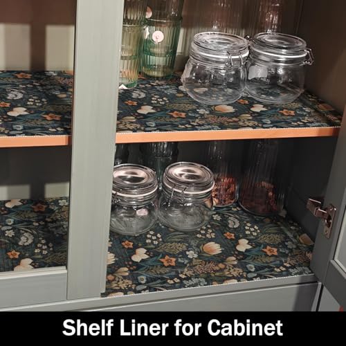Vintage Floral Drawer Liner, 24IN x 10FT,Strong Non-Slip 23.6"W x 118.1"L Vintage Floral