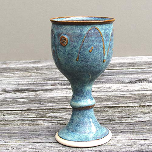 Castle Arch Pottery Irish Pottery Wine Goblet Hand-Thrown Hand-Glazed with Celtic Spiral Motif - Handcrafted In Ireland - Lead & Cadmium Free, Irish Gifts For Men & Women Green