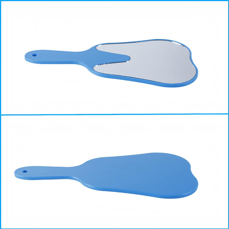 WANGCL Tooth Shaped Mirror, Portable Tooth Shaped Mirror, Plastic Handle for Dentist Decorations, Oral Clinic, Salon, Hairdresser (Blue)