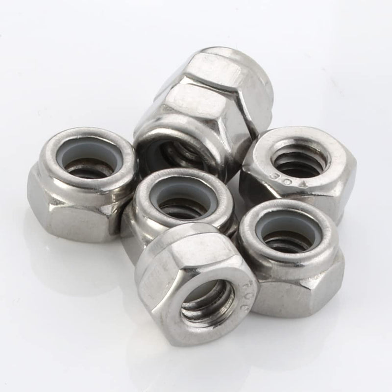 [Australia - AusPower] - 1/4-20 Nylon Insert Hex Lock Nuts Locknuts, 304 Stainless Steel 18-8, Bright Finish, 25 PCS 1/4"-20 