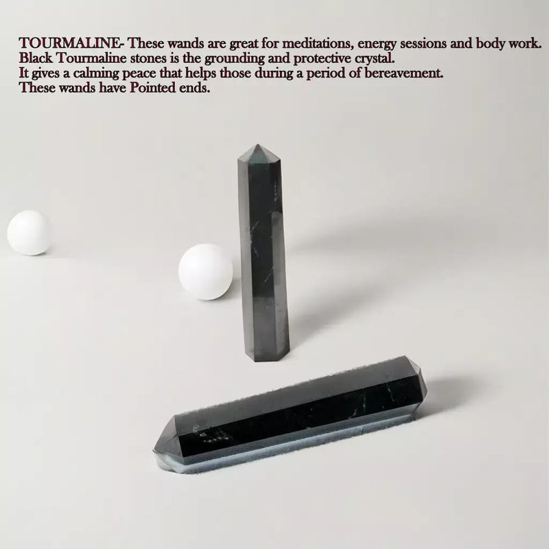 Jet Black Tourmaline Obelisk Tower (Approx. 3-3.5 Inch) – Natural Polished Black Gemstone Crystal Decorative Piece for Home & Office (Set of 2)