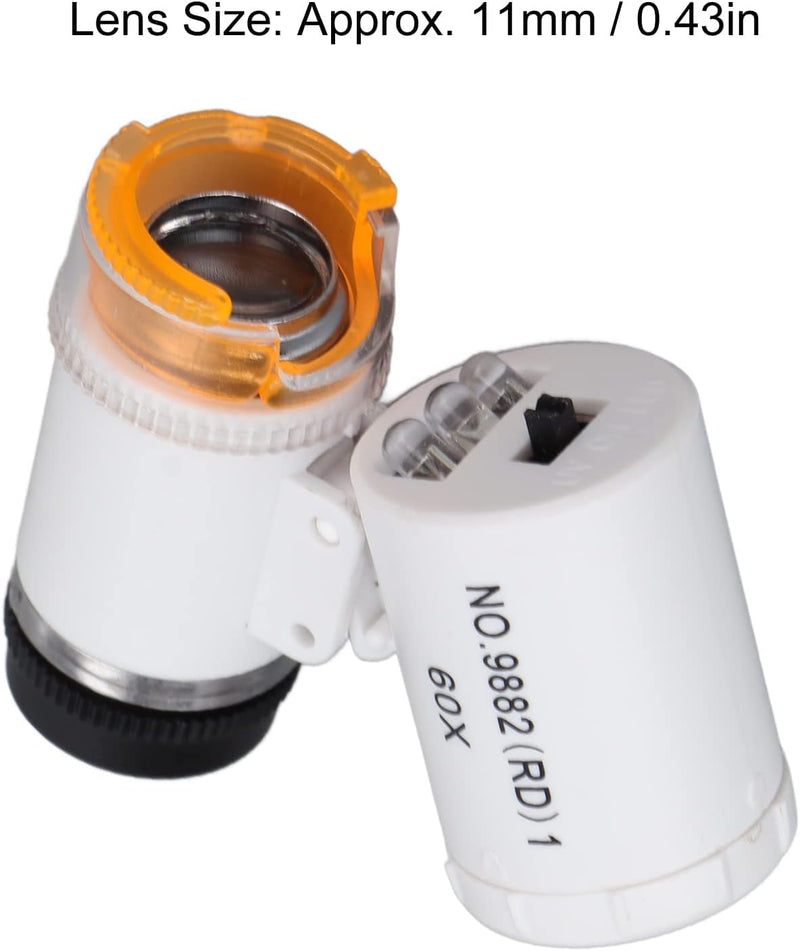 [Australia - AusPower] - Juwelier Magnifier 60X with Light Mini Microscope, Mini 60X LED Microscope Pocket Magnifier, Pocket Microscope, Handheld Currency Detector Jeweler, Magnifier with LED Light (White) 