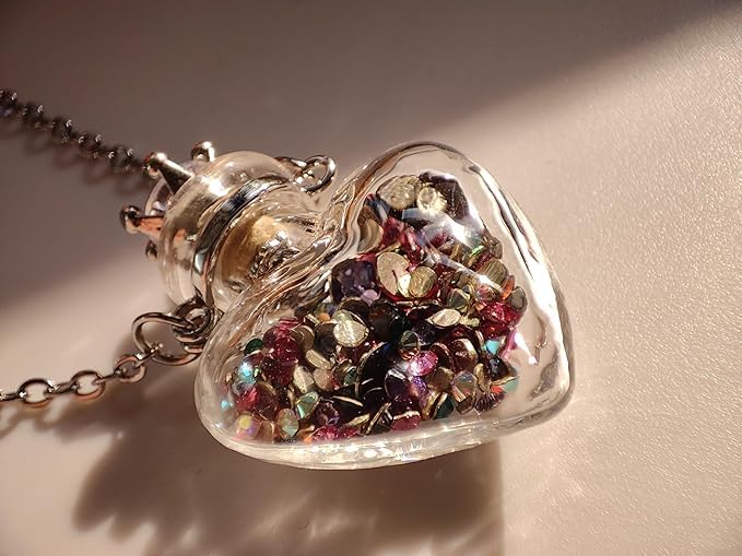 DS. DISTINCTIVE STYLE Vial Necklace Heart Shaped Perfume Bottle Pendant Blood Vial Necklace for Liquid Memorial Jewelry for Ashes Glass Keepsake Urn Necklace for Women
