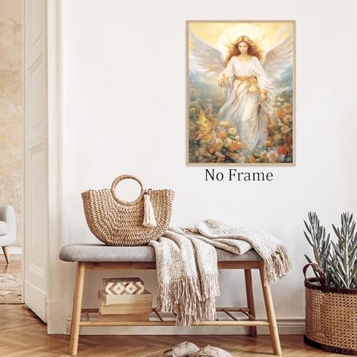 Angel Wings Canvas Wall Art - Flower Angel Biblical Wall Art Abstract Wildflower Aesthetic Posters for Room 16x24in No Frame B 24"L x 16"W