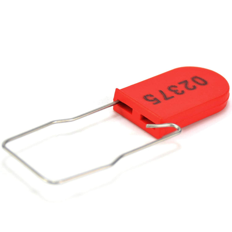 [Australia - AusPower] - 20pcs Security Metal Wire Padlocks, Plastic Security Seals Disposable Anti-Tamper Tag Locks with Numbered Anti Tamper Tag Hasps (Red, 20pcs) Red 
