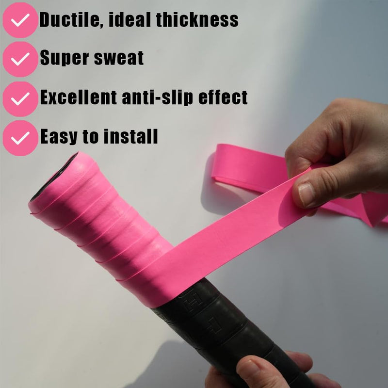 Tennis Racket Grip Tape,8PCS Non-Slip Tennis Overgrip, Absorbs Sweat Tennis Grip, Racket Handle Wrap for Badminton,Fishing, Bicycle Pink