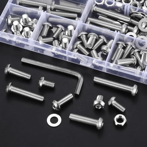 WUJIAQIU 178-piece M6 screw and bolt assortment kit with hex button head screws and M6 bolts
