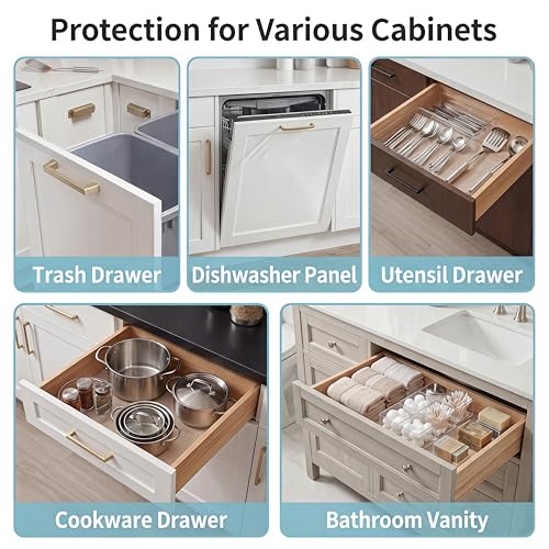 2 Pack 17 inch Stainless Steel Drawer Edge Guard, Slip-on Cabinet Door Protector with Strong 3M Double Sided Adhesive Tape, Fits 3/4" Thick Doors and Drawers,Rustproof Brushed Stainless