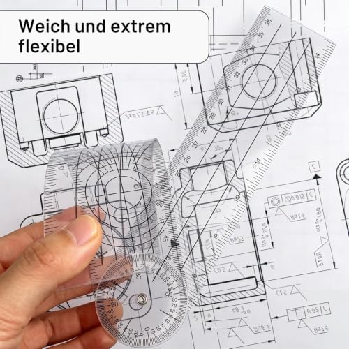 PVC Goniometer Physiotherapy and Tape Measure for Body Measurements Small Tape Measure | For Schneider 60 Inch 150 cm White Transparent 360° Rotation Protractor Physiotherapy Protractor Goniometer