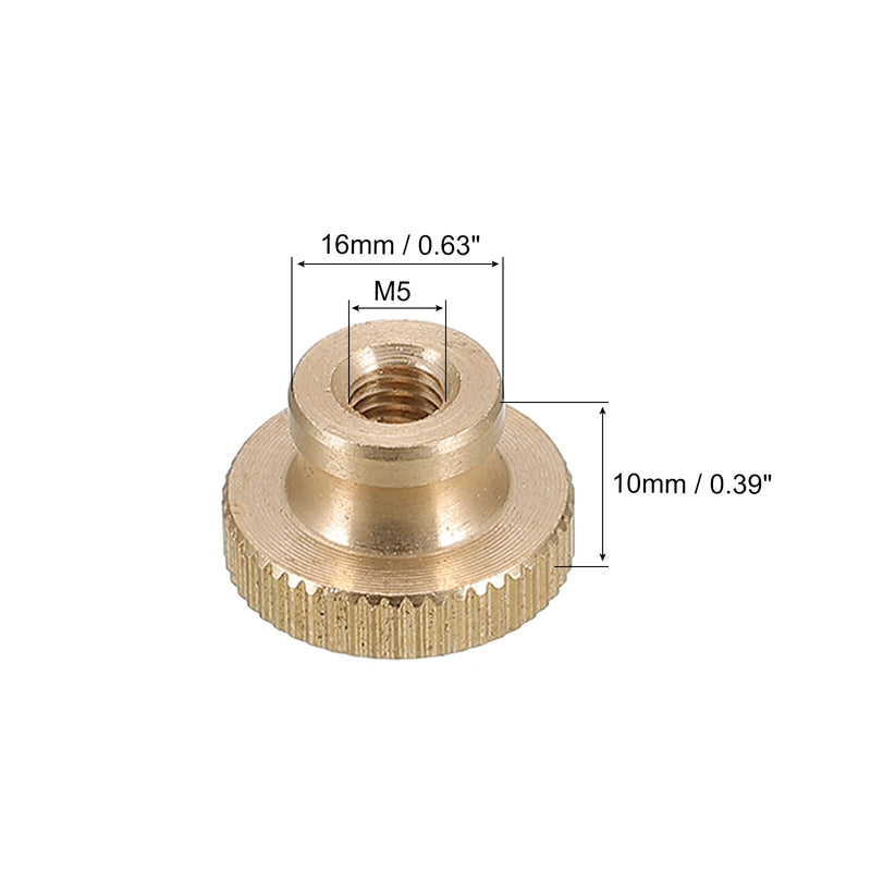 [Australia - AusPower] - uxcell Knurled Thumb Nuts, 5pcs M5 x D16mm x H10mm Brass Knurled Nut with Collar High Head Through Hole Adjusting Nuts for 3D Printer Parts M5 x 16mm x 10mm 5 
