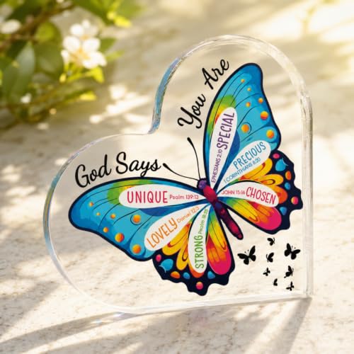 Christian Gifts for Women Acrylic Heart Plaque, Inspirational Scripture