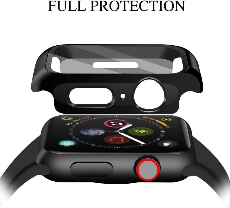 [Australia - AusPower] - YMHML [2 Pack] Compatible for Apple Watch 42mm Series 3/2/1 Tempered Glass Screen Protector with Hard Black Case, Full Coverage Easy Installation Bubble-Free Cover for iWatch Accessories 42 mm 
