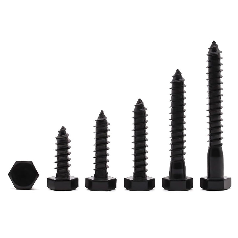 [Australia - AusPower] - 1/2 x 3 (8 Pack) Stainless Steel Hex Lag Bolts, Hexagon Head Lag Screws Bolts, Stainless Steel 304 (18-8), UNC Coarse Thread, Tip Point, Deck Screws, Black Coated 1/2 x 3" 8 