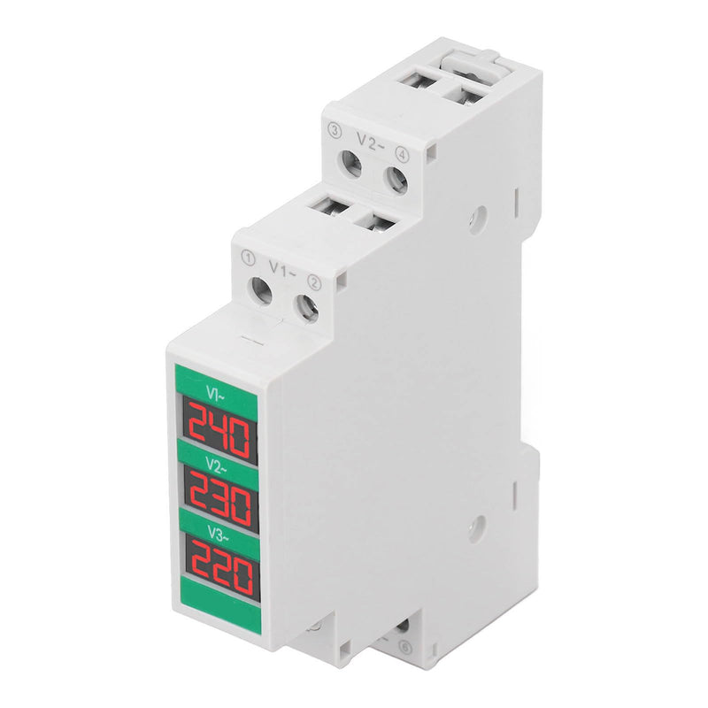 [Australia - AusPower] - 3 Phase AC Voltmeter Voltage Meter 60‑450V LCD Digital Display Voltage Meter Electric Power Meter with Din Rail Mount 