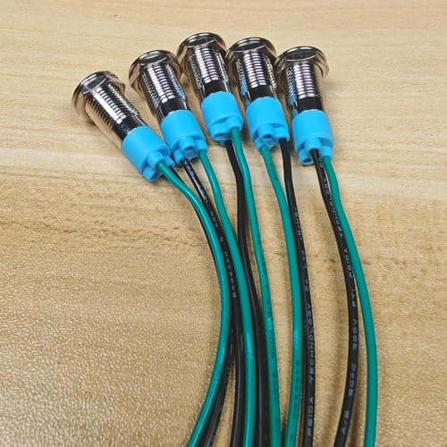 Gebildet Pack of 5 8 mm 3V-4.5V-5V-6V-7.5V-9V LED Metal Indicator Light Waterproof Signal Lamp Pilot Dash with Wire (Red) Red (8 Mm)