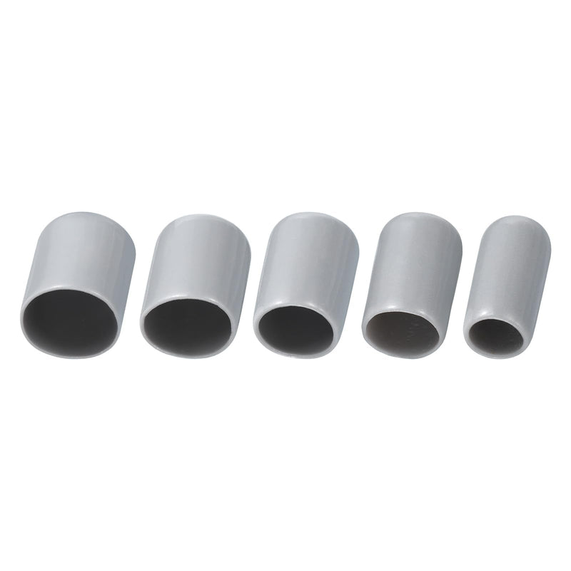 [Australia - AusPower] - uxcell 50pcs Round Rubber End Caps 1/4" 3/8" 1/2" 5/8" 3/4" Grey Vinyl Cover Screw Thread Protectors Assortment Kit 