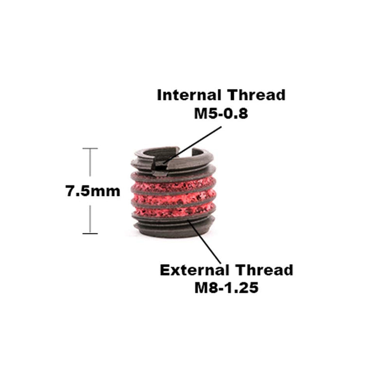 [Australia - AusPower] - E-Z Lok Externally Threaded Insert, C12L14 Carbon Steel, Meets AISI 12L14, M5-0.8 Internal Threads, M8x1.25 External Threads, 7.49mm Length, Made in US (Pack of 10) 6.9mm 