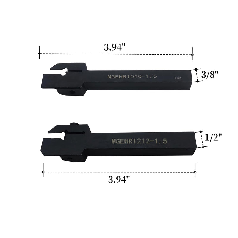 [Australia - AusPower] - 3/8" 1/2" Grooving Cut-Off Tool Holder MGEHR with 10pcs MGMN150 Tin Coated Indexable Carbide Grooving Inserts 1.5mm Width Carbide Blade for Steel (MGMN150 with 2pcs Tool Holder) MGMN150 with 2pcs tool holder 
