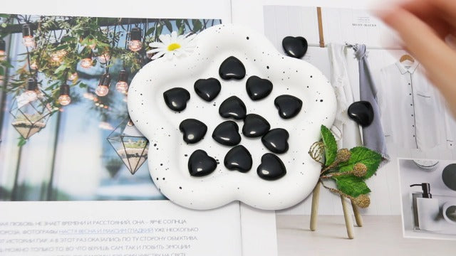 Tumbled Polished Natural Black Obsidian Crystal Heart Stones(20Pcs)