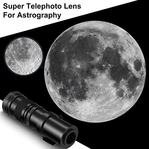 EF/EF-S 420-800mm F8.3 Telephoto Zoom Lens(MF) + T-Mount for Canon EOS Rebel T8i/T7i/T7/T6i/T5/T3i/T2i/XSi/SL3/SL2/T100/90D/80D/70D/50D/5D Mark IV/6D II/7D II/1D X III II - Manual DSLR Cameras Lenses 420-800mm For Canon EF/EF-S Mount